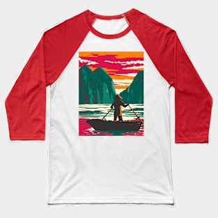 Ha Long Bay or Halong Bay with Boat Vendor Vietnam WPA Art Deco Poster Baseball T-Shirt